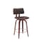 Armen Living Pico 26in Swivel Walnut Wood Counter Stool in Brown Faux Leather with Chrome LCPIBAWABR26 - alternate 1