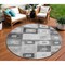 Homeroots 8' Gray And Charcoal Round Geometric Washable Indoor Outdoor Area Rug 605039 - alternate 1
