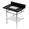 Kingston Brass 30-Inch Black Granite Console Sink with Brass Legs and Shelf, 8-Inch, 3-Hole KVPK3030KBSQB1 - alternate 1