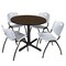 Regency Round Cain Breakroom Table W/ 4 M Stack Chairs, 42 in W, 42 in L, Neo Walnut TB42RNDNW47GY - alternate 1
