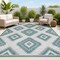Jonathan Y Lior Geometric Moroccan Diamond Turquoise/Cream 3 ft. x 5 ft. Indoor/Outdoor Area Rug TSN202E-3 - alternate 1