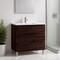 Homeroots 24" Dark Brown Wood Freestanding Bathroom Vanity With White Sink And Three Drawers 624136 - alternate 3