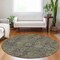 Homeroots 8' Round Dark Moss Green and Gray Round Oriental Washable Non Skid Indoor Outdoor Area Rug 563804 - alternate 6