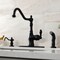 Kingston Brass Single-Handle Kitchen Faucet with Side Sprayer, Matte Black GSY7700ACLSP - alternate 5