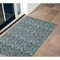 Homeroots 2' X 3' Teal Damask Washable Non Skid Indoor Outdoor Area Rug 563898 - alternate 1