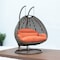 Leisuremod Beige Wicker Hanging 2 person Egg Swing Chair with Orange Cushions ESCBG-57OR - alternate 7