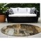 Homeroots 8' Round Chocolate Round Abstract Washable Non Skid Indoor Outdoor Area Rug 563597 - alternate 1