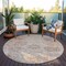 Homeroots 8' Coral And Gray Round Damask Washable Indoor Outdoor Area Rug 603757 - alternate 6