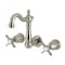 Kingston Brass Double-Handle Wall Mount Bathroom Faucet, Brushed Nickel KS1228BEX - alternate 1
