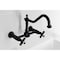Kingston Brass Two-Handle Wall Mount Bridge Kitchen Faucet, Matte Black KS1240PKX - alternate 5
