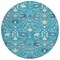 Homeroots 8' Teal Blue Purple And Ivory Round Oriental Washable Indoor Outdoor Area Rug 598078 - alternate 6