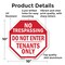 Signmission No Trespassing Do Not Enter Tenants, 10 Inch X 10 Inch, Aluminum Metal Signs OC-A-10-96 - alternate 4