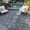 Homeroots 8' Navy Blue Beige And Taupe Round Oriental Washable Indoor Outdoor Area Rug 582100 - alternate 7