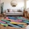 Homeroots 8' Black Pink And Yellow Round Striped Washable Indoor Outdoor Area Rug 618042 - alternate 6