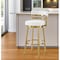 Homeroots 30" White and Gold Faux Leather and Stainless Steel Low Back Bar Height Swivel Bar Chair 569169 - alternate 1