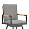 Armen Living Crown Outdoor Patio Swivel Counter Stool in Black Aluminum with Wood Accent and Dark Gray Cushions LCCRSWBABLKDGRY26 - alternate 8