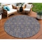 Homeroots 8' Navy Blue Beige And Taupe Round Floral Washable Indoor Outdoor Area Rug 582292 - alternate 1