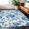 Homeroots 10' X 14' White And Denim Blue Floral Washable Indoor Outdoor Area Rug 589517 - alternate 8
