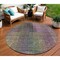 Homeroots 8' Plum Olive Green And Lavender Round Abstract Washable Indoor Outdoor Area Rug 588434 - alternate 1