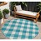 Homeroots 8' Teal Blue And Gray Round Plaid Washable Indoor Outdoor Area Rug 595441 - alternate 1