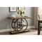 Kioottoo 41.3'' Industrial 4-Tier Console Table with Circle Base, Light Brown Black Sofa Table TB-JW0767 - alternate 1