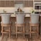 Homeroots 30" Beige and Natural Fabric and Solid Wood Bar Height Swivel Bar Chair 534316 - alternate 6
