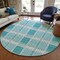 Homeroots 8' Teal Blue Gray And Ivory Round Plaid Washable Indoor Outdoor Area Rug 597591 - alternate 7