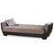 Homeroots 93" Sand And Brown Chenille And Faux Leather Sleeper Sofa And Toss Pillows With Brown Legs 607162 - alternate 8