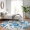 Homeroots 8' White And Denim Blue Round Floral Washable Indoor Outdoor Area Rug 589514 - alternate 8