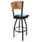 Holland Bar Stool Co 30" Blk Wrinkle Arizona Swivel Bar Stool, Laser Engraved Back L03830BWMedMplAArizUnBlkVinyl - alternate 6