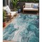 Homeroots 5' X 8' Teal Blue And Ivory Abstract Washable Indoor Outdoor Area Rug 617801 - alternate 1