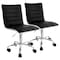 Elama 2 Piece Adjustable Faux Leather Rolling Office Chair in Black with Chrome Finish ELM-730-BLK - alternate 1