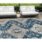 Homeroots 10' X 14' Navy Blue Beige And Ivory Medallion Washable Indoor Outdoor Area Rug 589013 - alternate 1