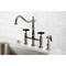 Kingston Brass Bridge Kitchen Faucet with Brass Sprayer, Polished Nickel KS1276PKXBS - alternate 6