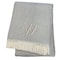 Homeroots 55" X 70" Gray White Herringbone Cotton Blend W Initial Throw Blanket with Tassels Embroidery 655546 - alternate 4