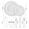 Elama 350 Piece Disposable Plastic Dinnerware Party Set for 50 Guests in White with Silver Trim 750123347M - alternate 3
