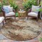 Homeroots 8' Brown And Beige Round Abstract Washable Indoor Outdoor Area Rug 630617 - alternate 5