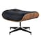 Homeroots 27" Black and Brown Tufted Genuine Cowhide Swivel Lounge Chair With Ottoman 636227 - alternate 1