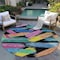 Homeroots 8' Black Pink And Yellow Round Striped Washable Indoor Outdoor Area Rug 618042 - alternate 7
