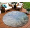 Homeroots 8' Denim Blue Taupe And Ivory Round Abstract Washable Indoor Outdoor Area Rug 617349 - alternate 1