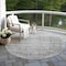 Homeroots 8' Gray And Ivory Round Oriental Washable Indoor Outdoor Area Rug 605117 - alternate 8