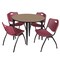 Regency Round Kahlo Breakroom Table W/ 4 M Stack Chairs, 48 in W, 48 in L, Noble Oak TPL48RNDNOBK47BY - alternate 1