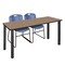 Regency Kee Training Table W/ 2 Zeng Chairs, 60 in W, 24 in L, Noble Oak MT6024NOBPBK44BE - alternate 1