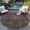 Homeroots 8' Brown Tan And Charcoal Round Damask Washable Indoor Outdoor Area Rug 603313 - alternate 7