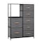 Homeroots 34" Gray and Black Steel and Fabric Seven Drawer Chest 484693 - alternate 1