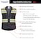 Protectx Hi-Vis Solid Safety Vests, 6 Pockets, Zip Front, Reflective Tape, Black, 3PK SV-120SS4-BKBK03-M - alternate 6