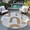 Homeroots 8' Ivory Khaki And Beige Round Geometric Washable Indoor Outdoor Area Rug 618102 - alternate 8