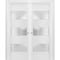 Sartodoors Solid French Double Doors Frosted Glass 3 Lites, Lucia 4070 White Silk, Wood Solid Panel Frame Trim LUCIA4070DD-WS-3684 - alternate 1