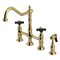 Kingston Brass Bridge Kitchen Faucet with Brass Sprayer, Brushed Brass KS1277PKXBS - alternate 1
