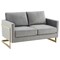 Leisuremod Lincoln Upholstered Velvet Loveseat with Gold Frame, Light Grey LA55LGR - alternate 1